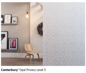 Canterbury door with opal privacy glass level 5.
