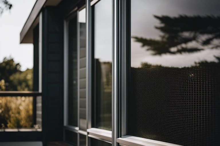 A view of a window with a view of a tree.