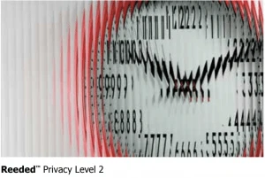 A clock with a glass door indicating privacy level 2.
