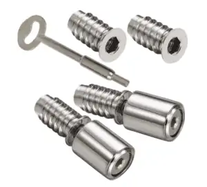 A set of stainless steel screws for sash window restrictors.
