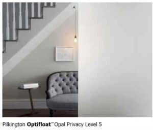 Lincoln optfloat opal glass types for doors, providing privacy at level 5.